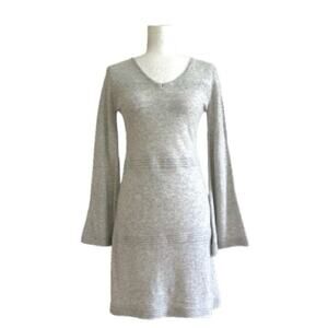 True Love Sweater Dress V-Neck Bell Long Sleeve Space Dye Knit Dress Small NEW